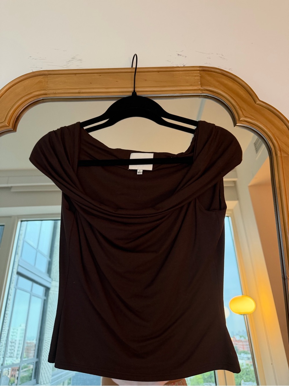 Reformation Black Draped Cowl Neck Top